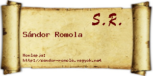 Sándor Romola névjegykártya